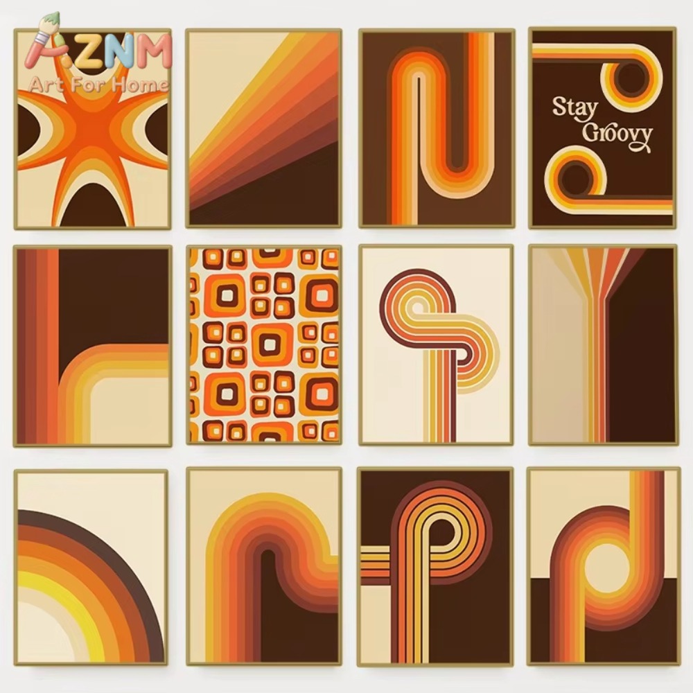 Home Decor Hippie - 1pc 70's Design Vintage Abstract Geometry