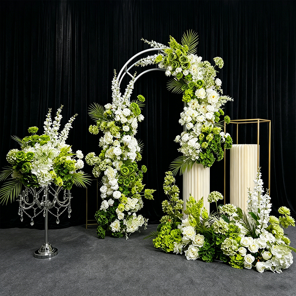 Home Decor Event - Luxury White Green Arrangement Wedding Backdrop