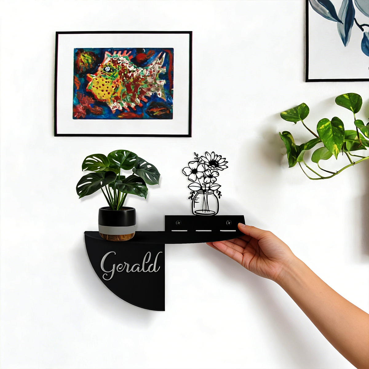 Home Decor Diy - Custom Name Rural style flowers Metal