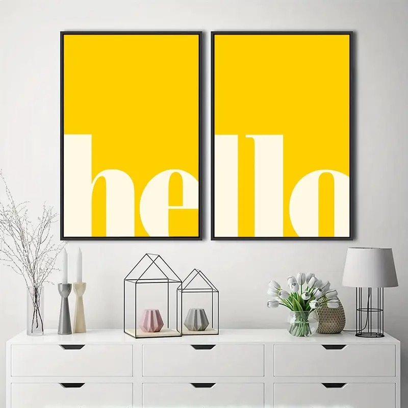 Home Decor Yellow - 2pcs/set of Yellow Letters Hello Canvas