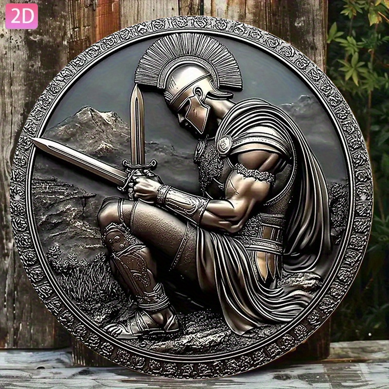 Home Decor Garden - Sword Round Aluminum Wall Art Decor,