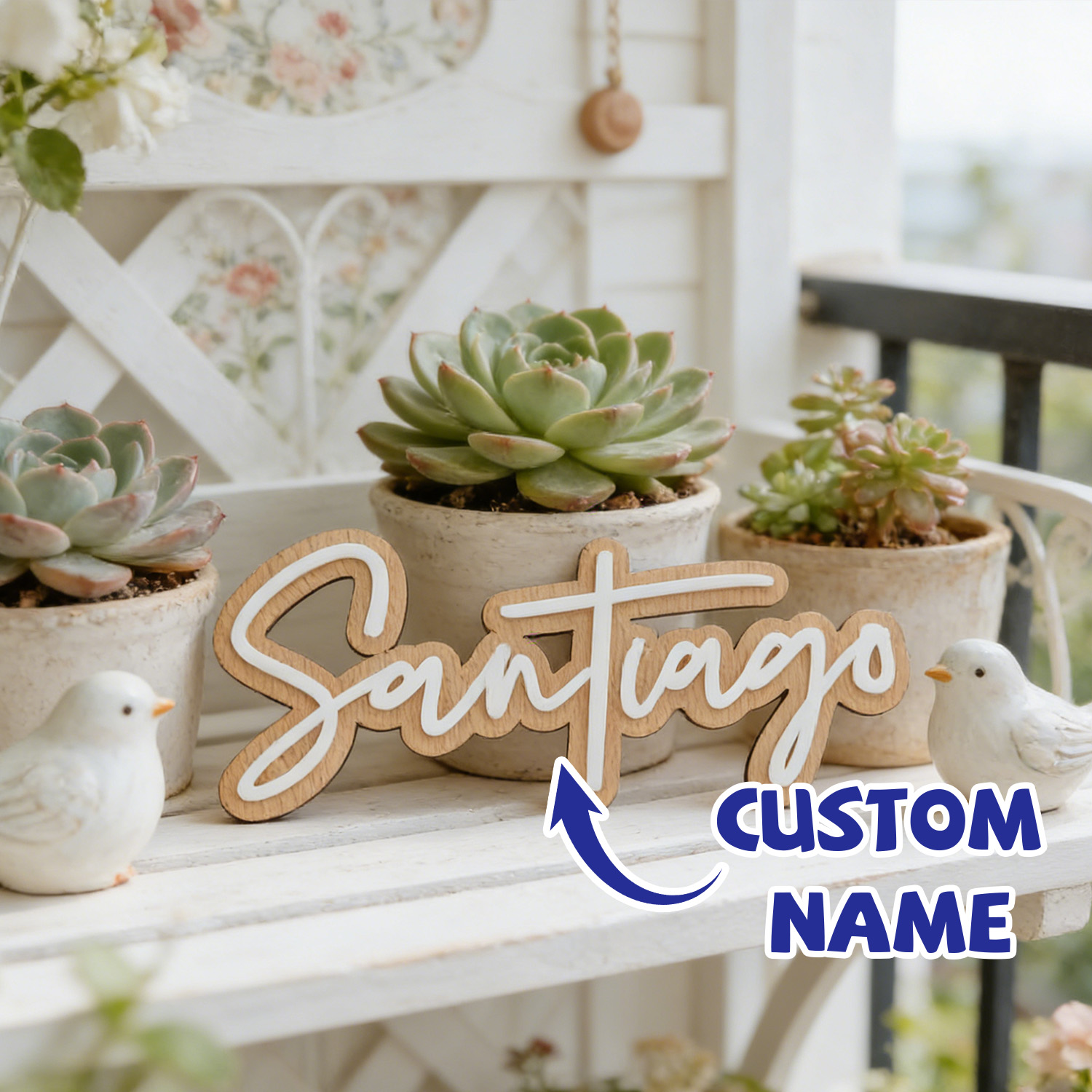 Home Decor Diy - 1Pc Custom Name Cute White Wooden