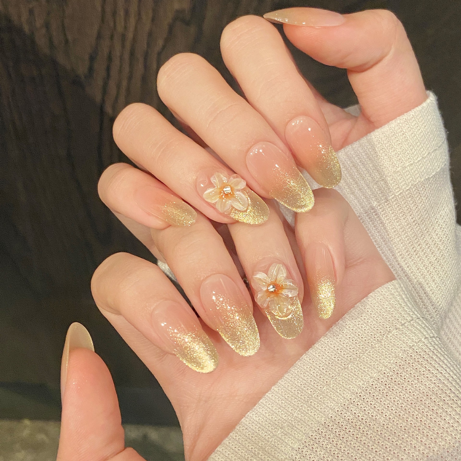 Home Decor Yellow - 10pcs Handmade Press on Nails Gradient