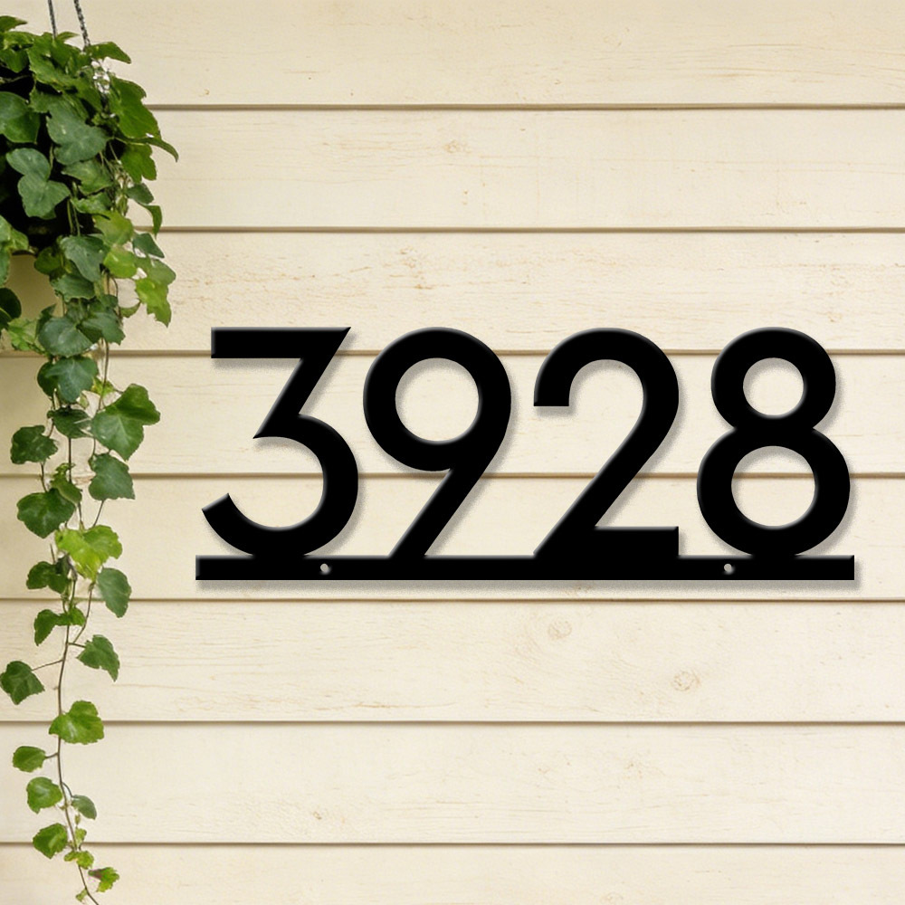 Home Decor Nearby - Custom Metal House Number Sign, Modern