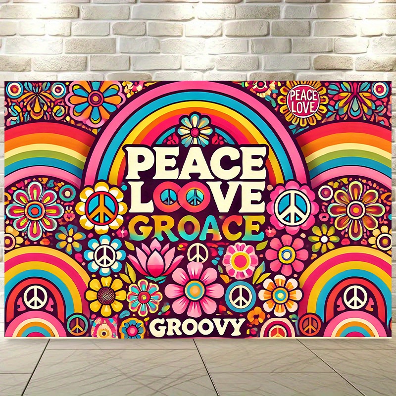 Home Decor Hippie - Peace Love Groovy Tapestry 60s 70s