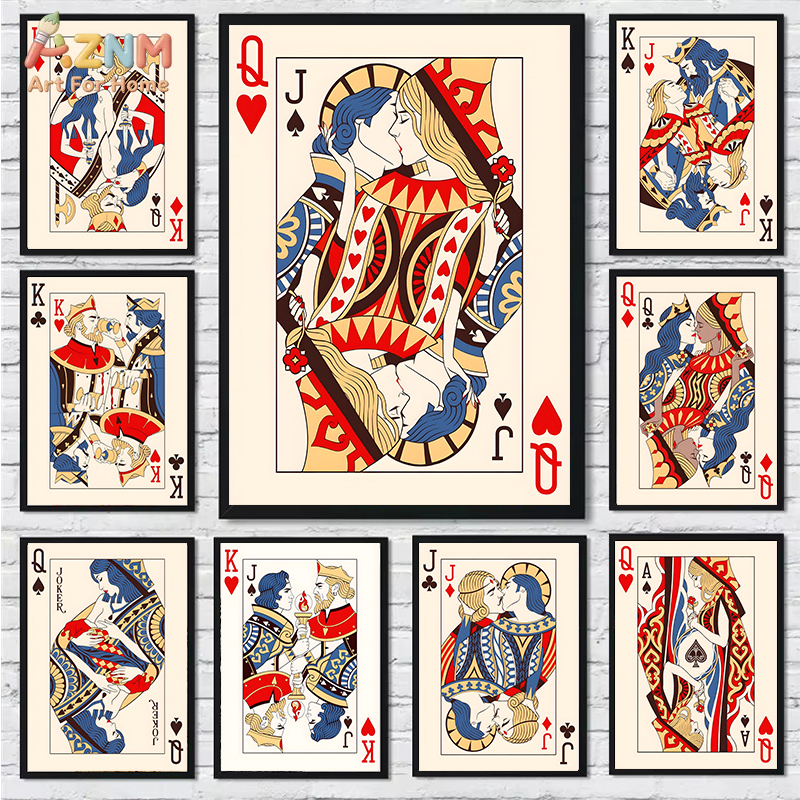 Geometric Wall Art - AZNM Romantic King Queen Jack Playing
