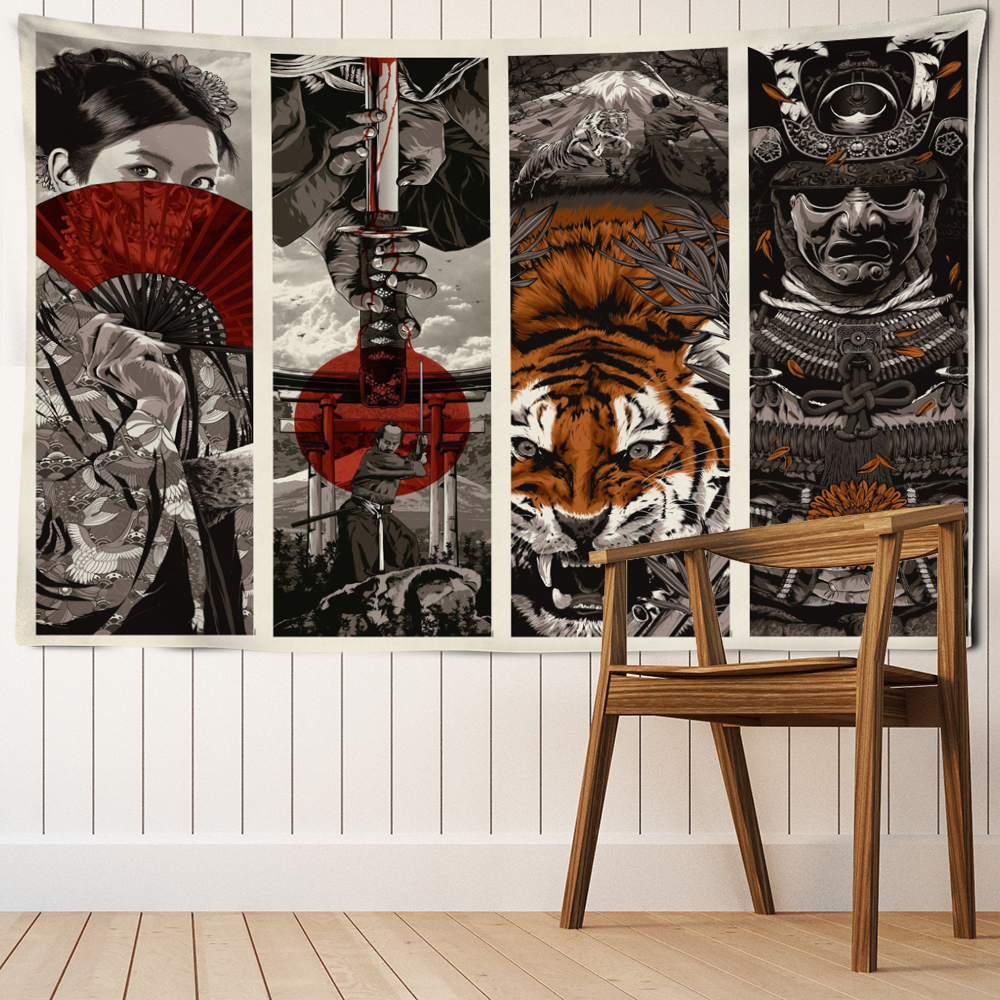 Home Decor Hippie - Japanese Samurai Ukiyo-e Tiger Tapestry Wall