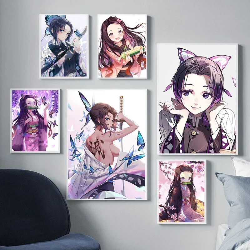 Geometric Wall Art - 1pc frameless Demon Slayer Anime Poster