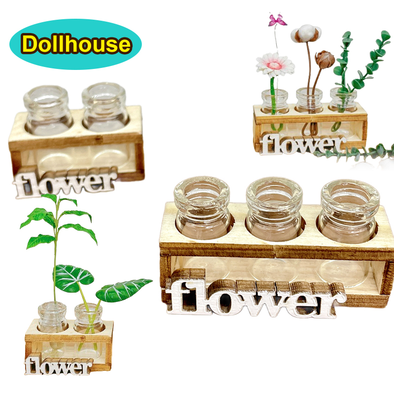 Home Decor Garden - 1Set 1:12 Dollhouse Miniature Hydroponic Wooden