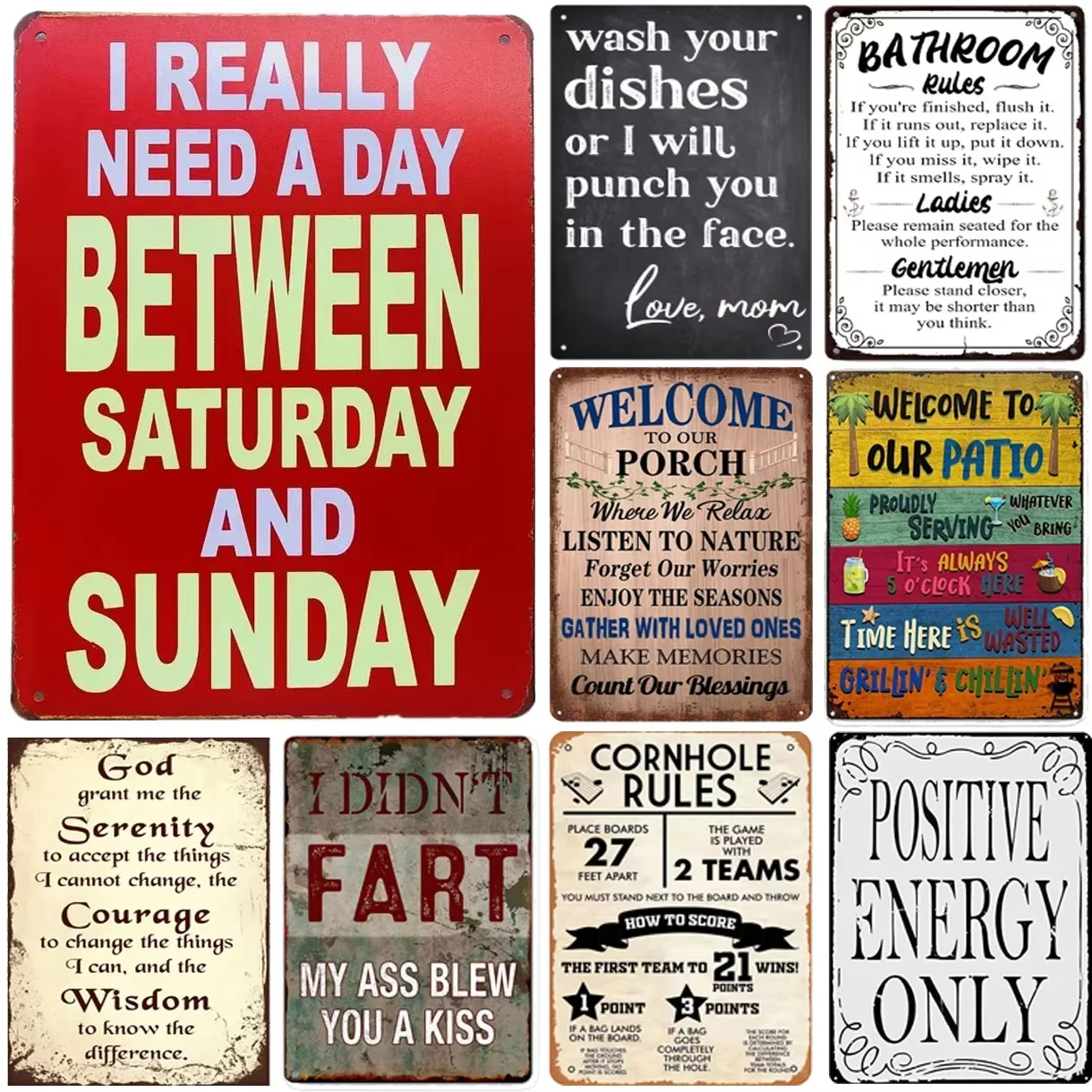Home Decor Garden - Quotes Plaque Metal Tin Signs Positive