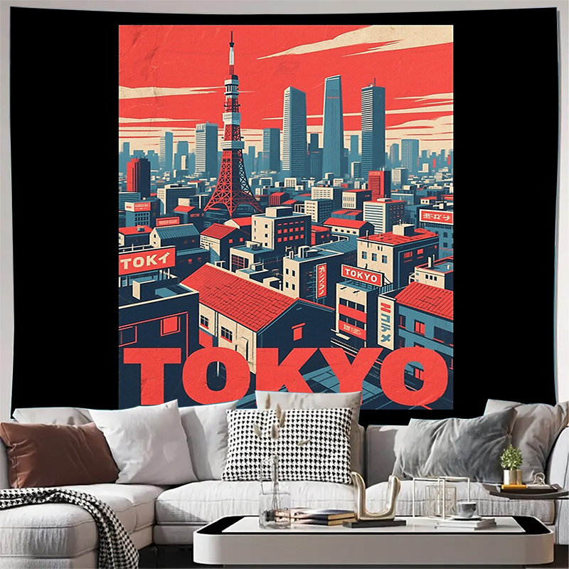 Home Decor Tokyo - Japanese Tokyo Cityscape Tapestry Wall Hanging