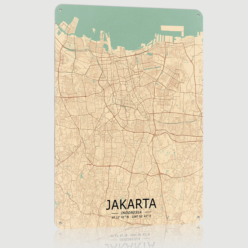 Jakarta Vintage Map Printed Po – Home Decor Jakarta Bewertung und Preis