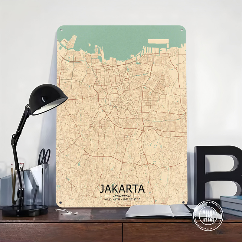 Jakarta Vintage Map Printed Po – Home Decor Jakarta Bewertung und Preis