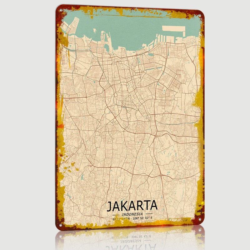Jakarta Vintage Map Printed Po – Home Decor Jakarta Bewertung und Preis
