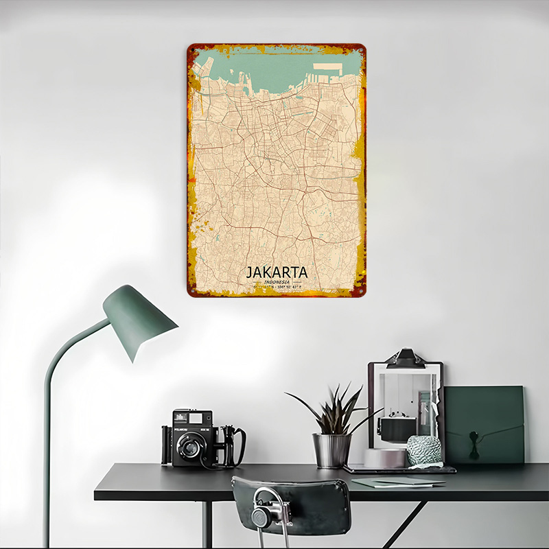 Jakarta Vintage Map Printed Po – Home Decor Jakarta Bewertung und Preis