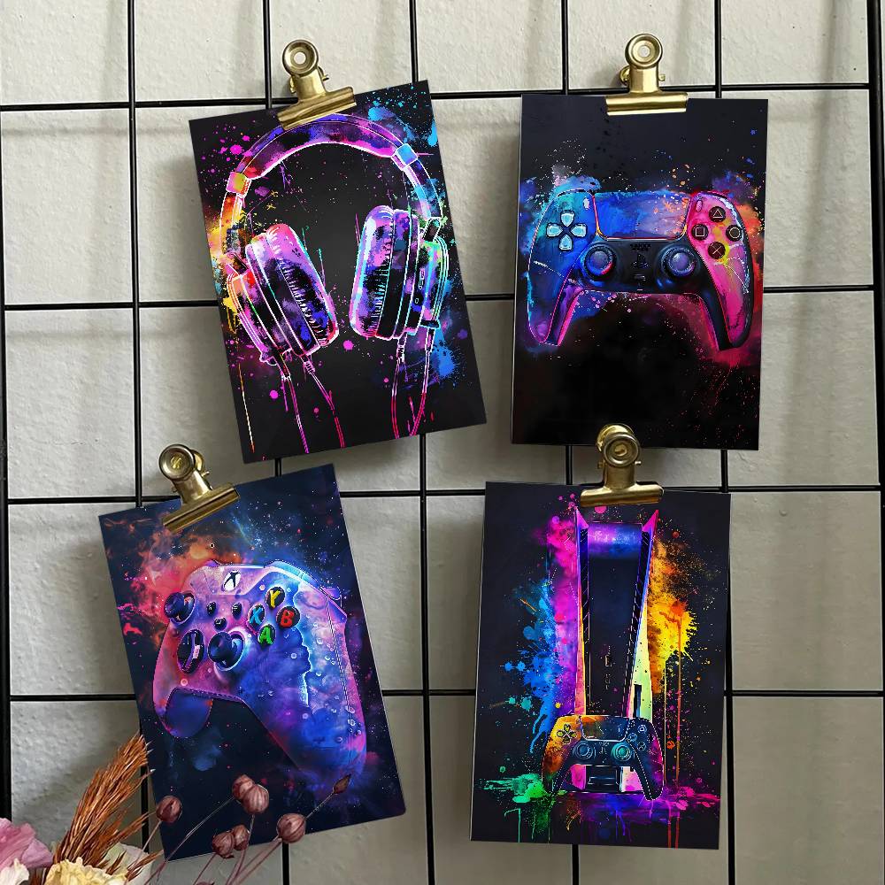 Watercolor Neon Video Game X-X – Home Decor Xbox Games Bewertung und Preis