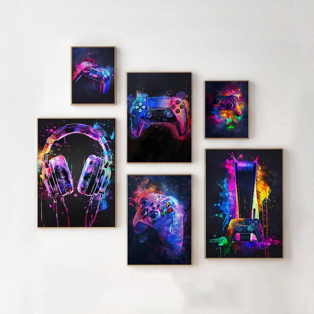 Watercolor Neon Video Game X-X – Home Decor Xbox Games Bewertung und Preis