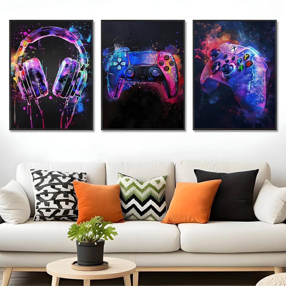 Watercolor Neon Video Game X-X – Home Decor Xbox Games Bewertung und Preis