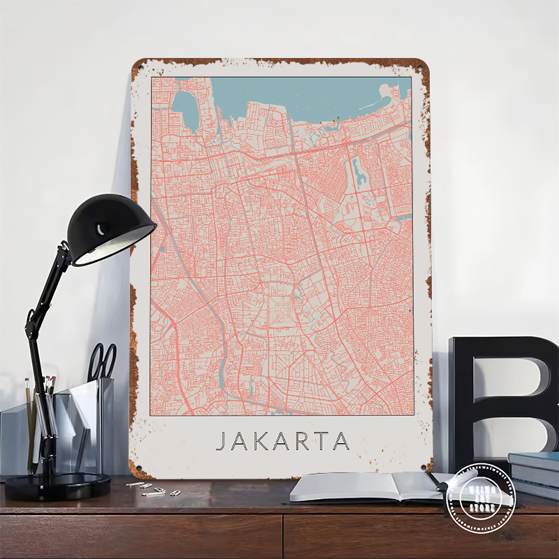 Jakarta Vintage Map Metal Post – Home Decor Jakarta Bewertung und Preis