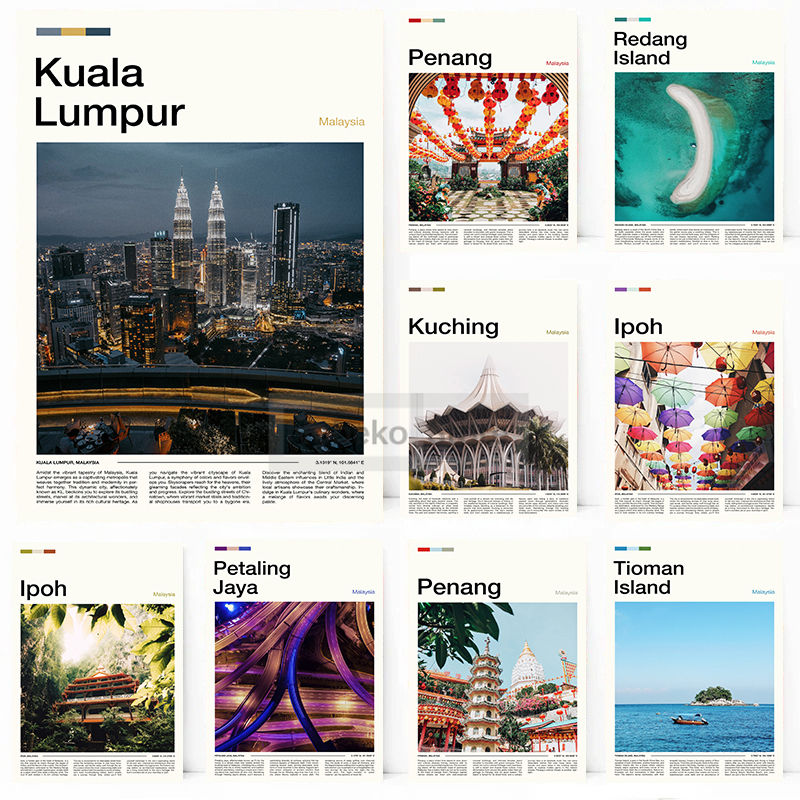 Asia Malaysia Travel Posters K – Home Decor Kuching Bewertung und Preis