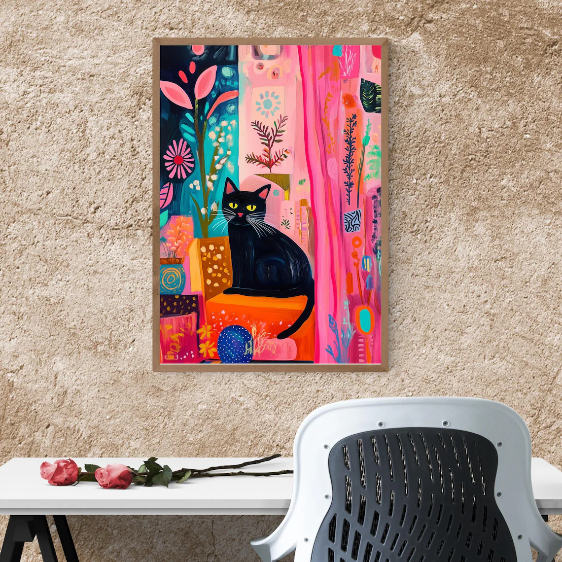 Black Cat with Bright Florals  – Home Decor Cat Bewertung und Preis