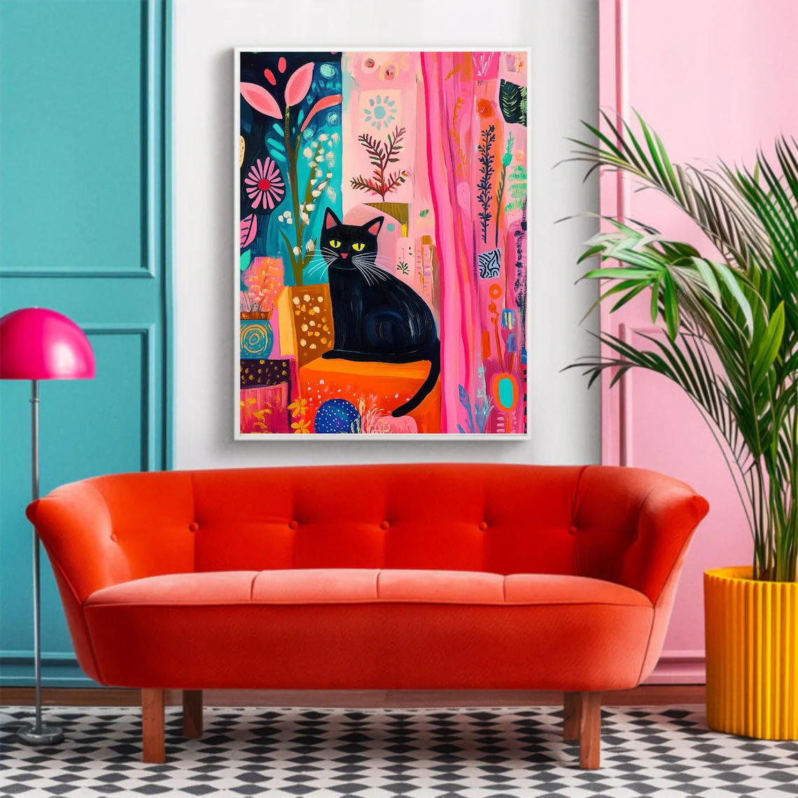 Black Cat with Bright Florals  – Home Decor Cat Bewertung und Preis