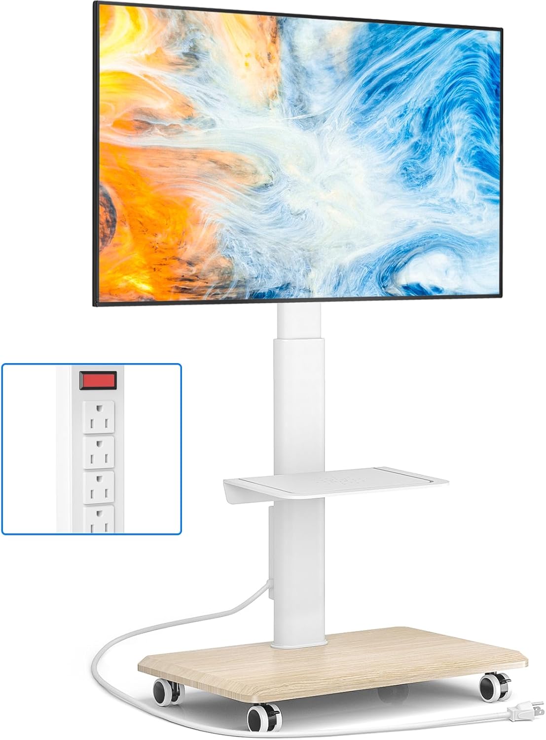Sleek Rolling TV Stand with Po – Home Decor On Wheels Bewertung und Preis