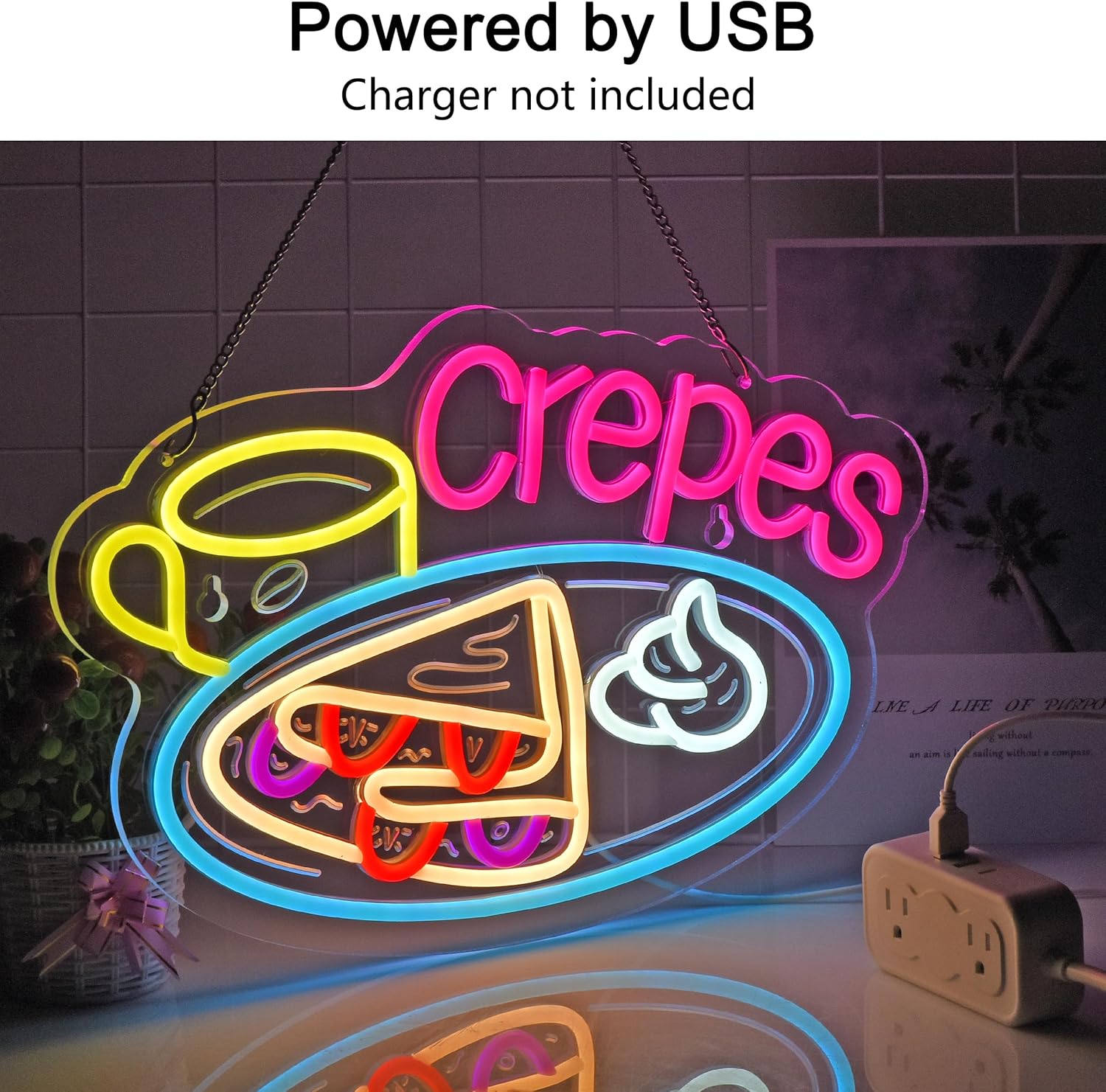 Crepes Neon Sign USB Powered L – Home Decor Nearby Bewertung und Preis