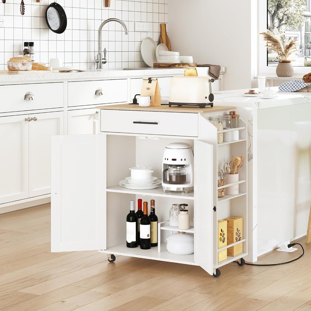 HOOBRO Kitchen Island with Pow – Home Decor On Wheels Bewertung und Preis