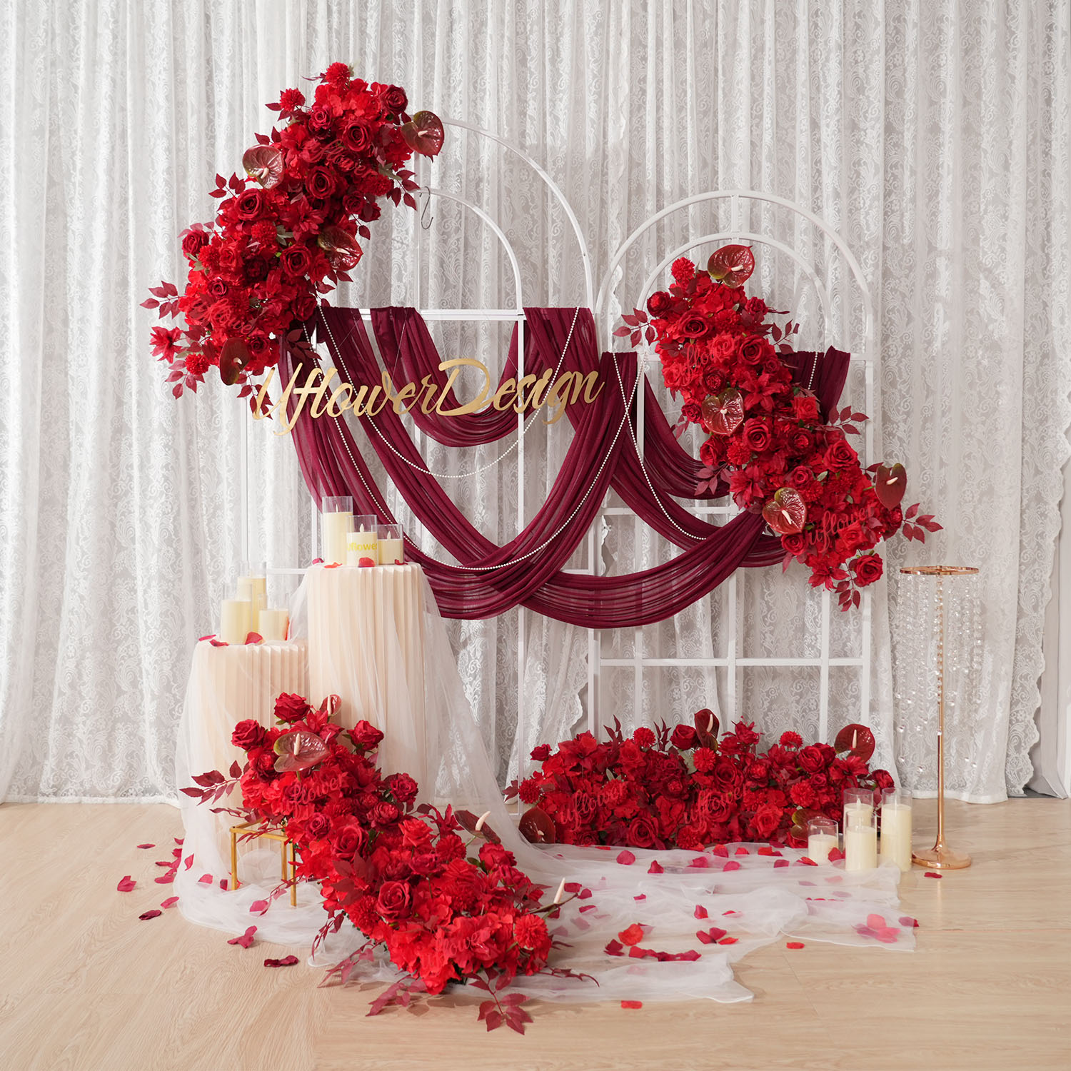 Uflower Red Flower Row Wedding – Home Decor Event Bewertung und Preis