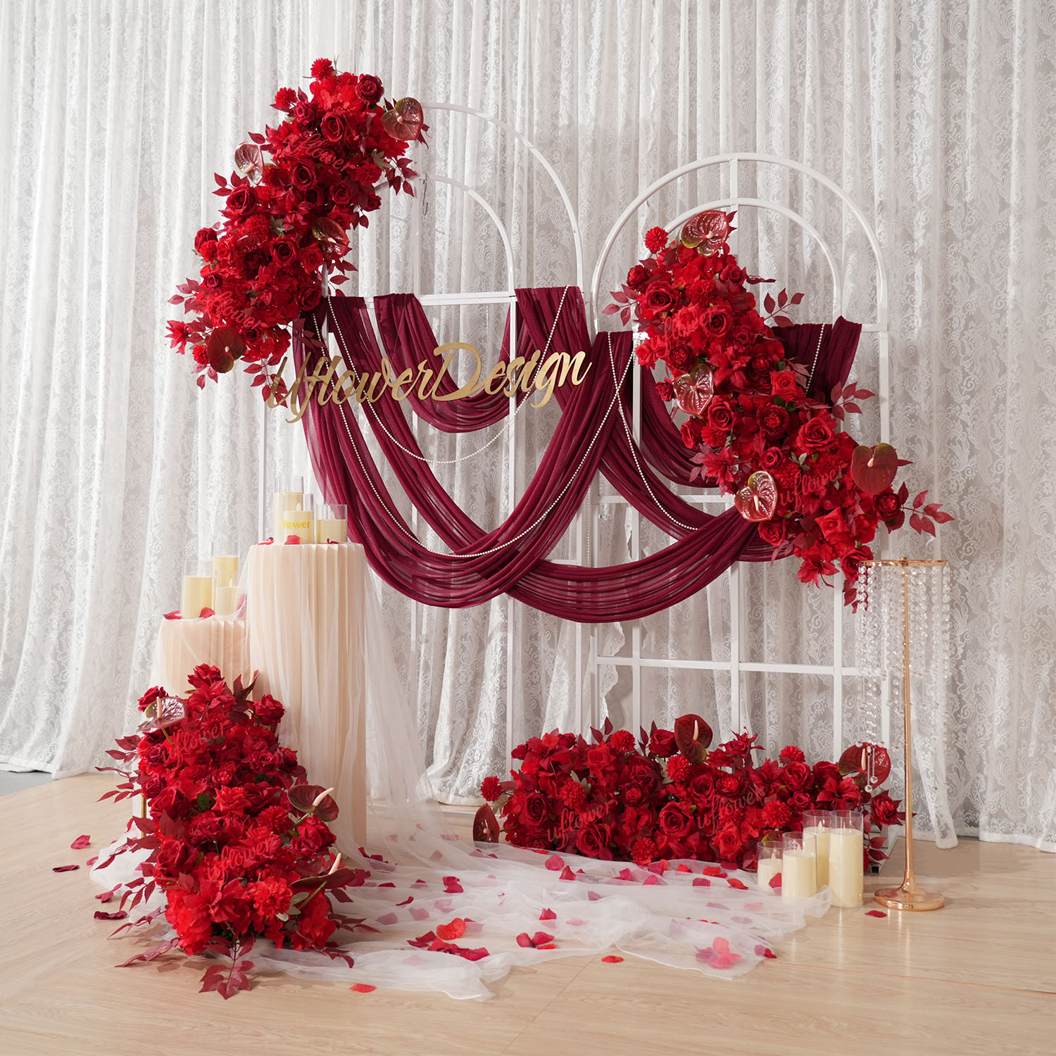 Uflower Red Flower Row Wedding – Home Decor Event Bewertung und Preis