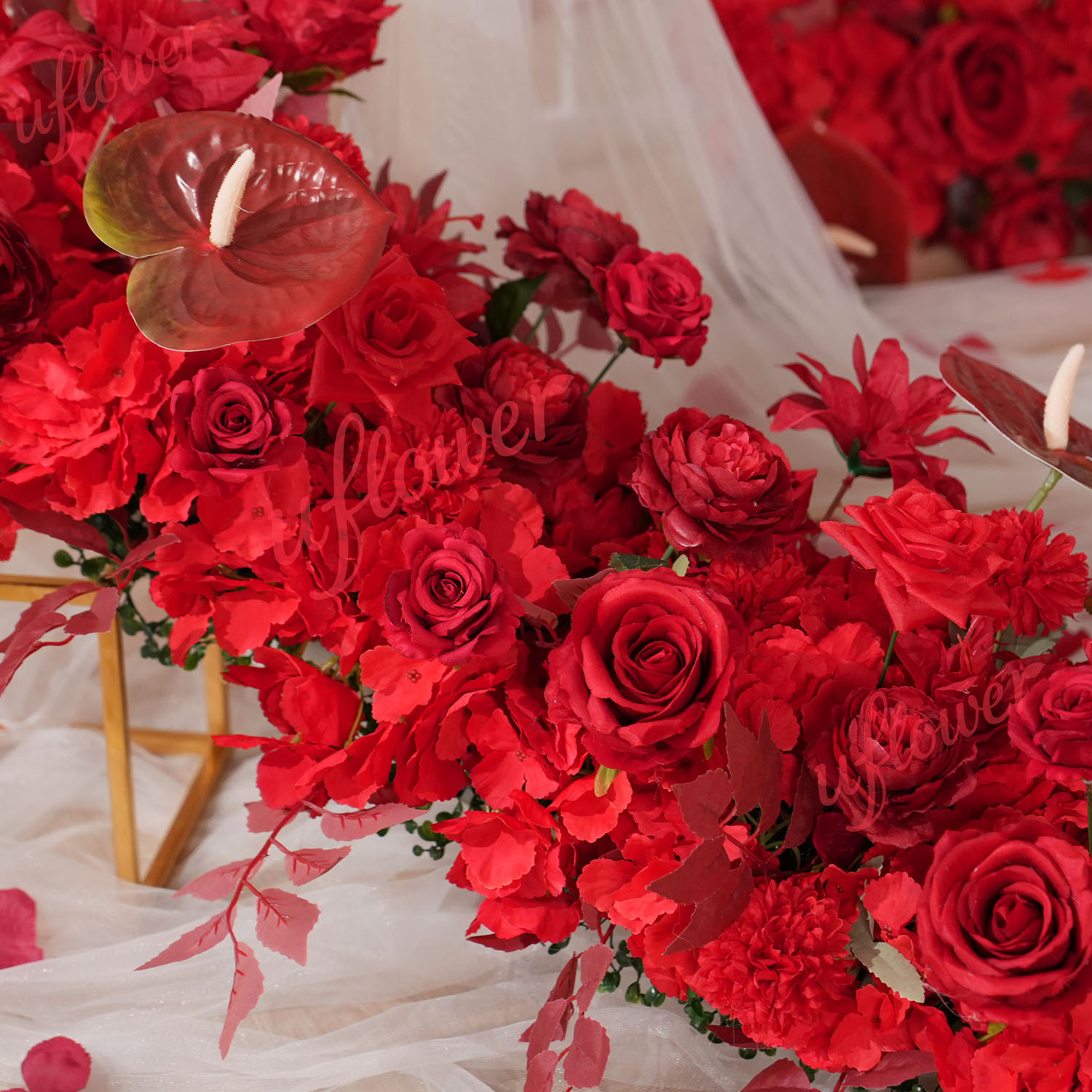 Uflower Red Flower Row Wedding – Home Decor Event Bewertung und Preis