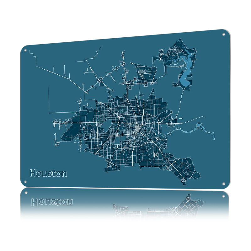 Houston City Map Metal Poster  – Home Decor Houston Bewertung und Preis