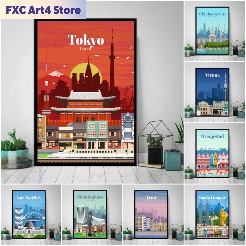 Frameless Tokyo Ottawa Prague  – Geometric Wall Art Bewertung und Preis