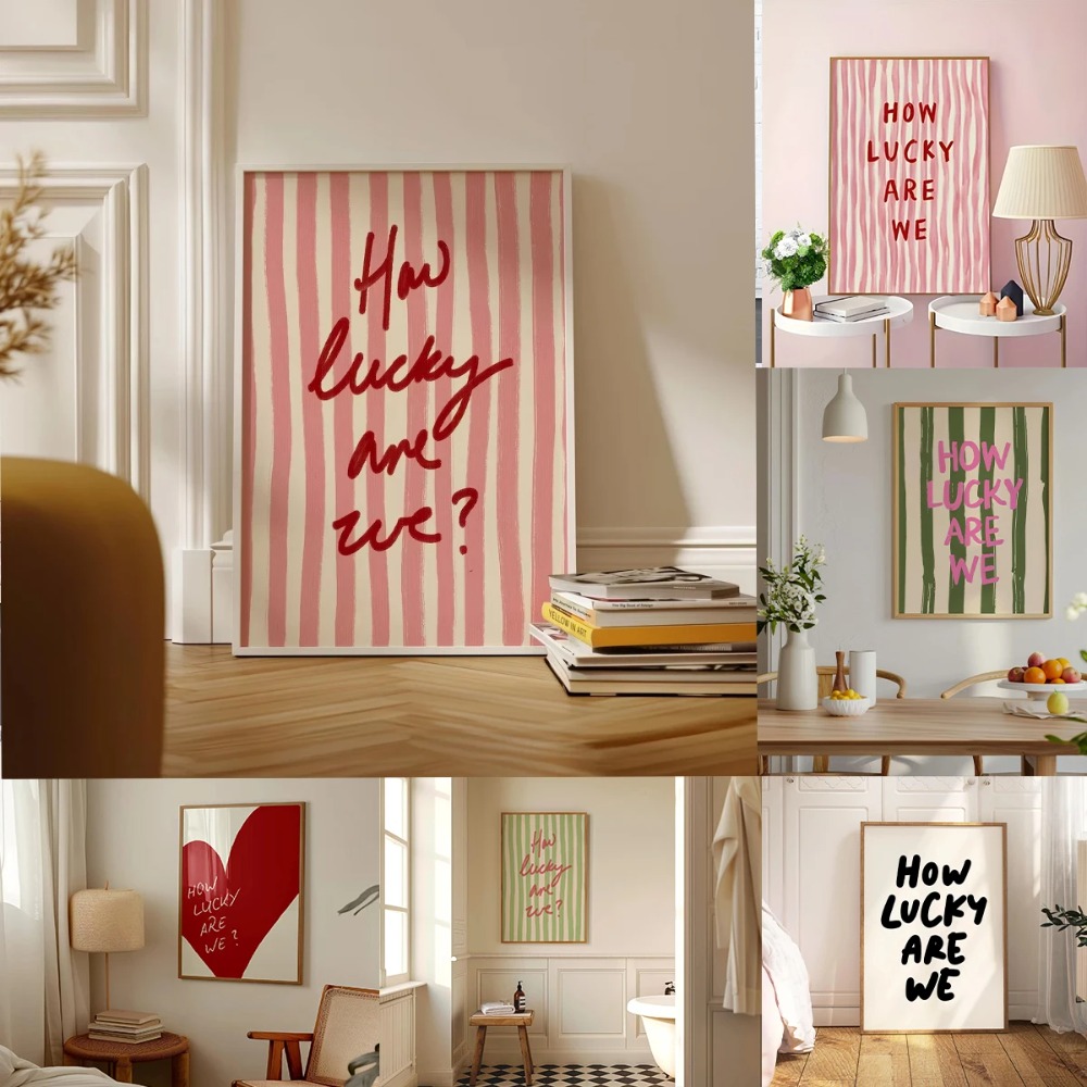How Lucky Are We Pink Red Stri – Home Decor How To Bewertung und Preis