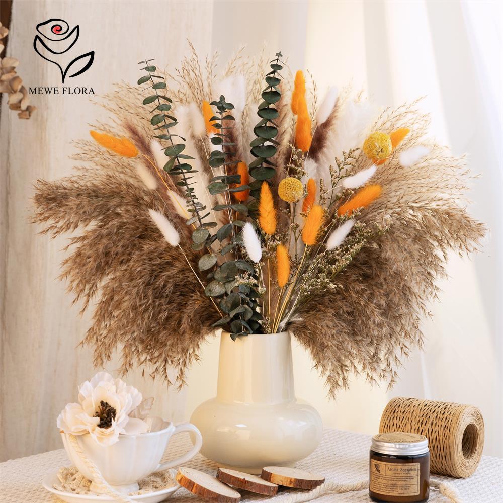 65Pcs Orange Pampas Grass Bouq – Pampas Grass Decor Bewertung und Preis