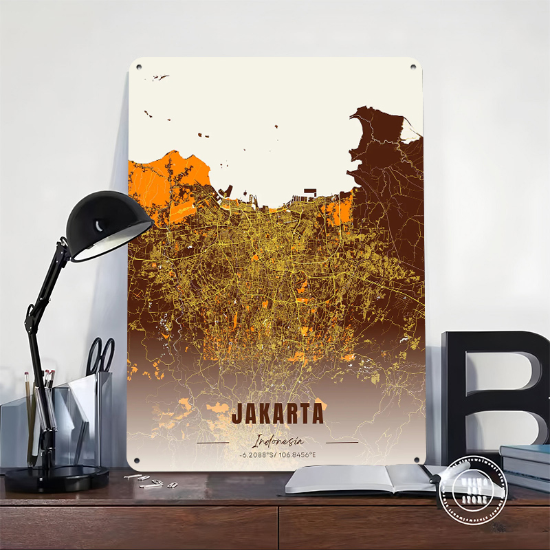 Jakarta City Map Tinplate Post – Home Decor Jakarta Bewertung und Preis