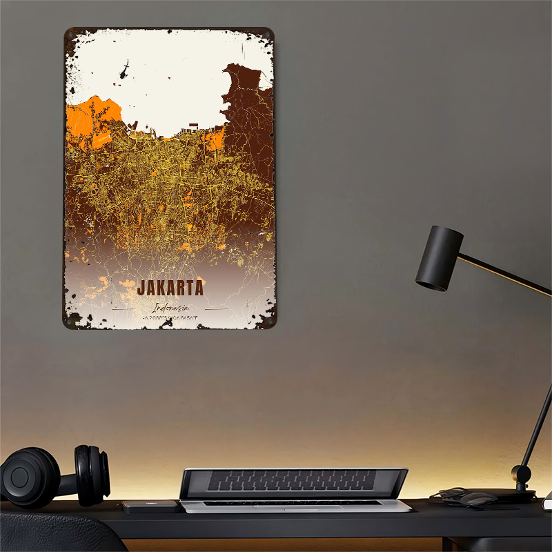 Jakarta City Map Tinplate Post – Home Decor Jakarta Bewertung und Preis