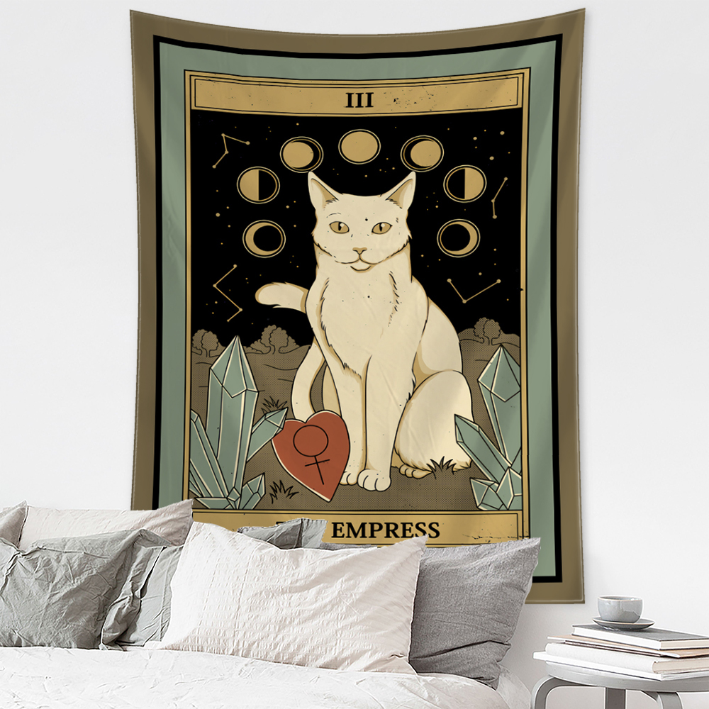 Cartoon Cat Tarot Tapestry Wal – Home Decor Hippie Bewertung und Preis