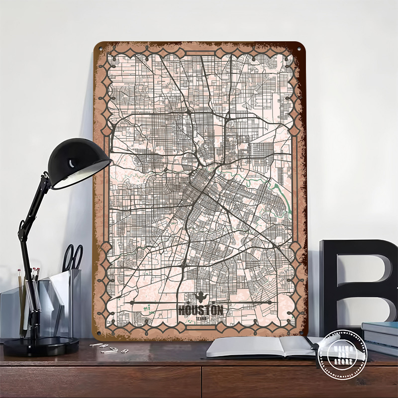 Houston City Map Poster Vintag – Home Decor Houston Bewertung und Preis