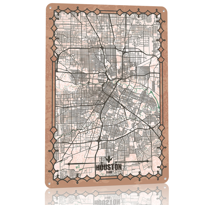 Houston City Map Poster Vintag – Home Decor Houston Bewertung und Preis