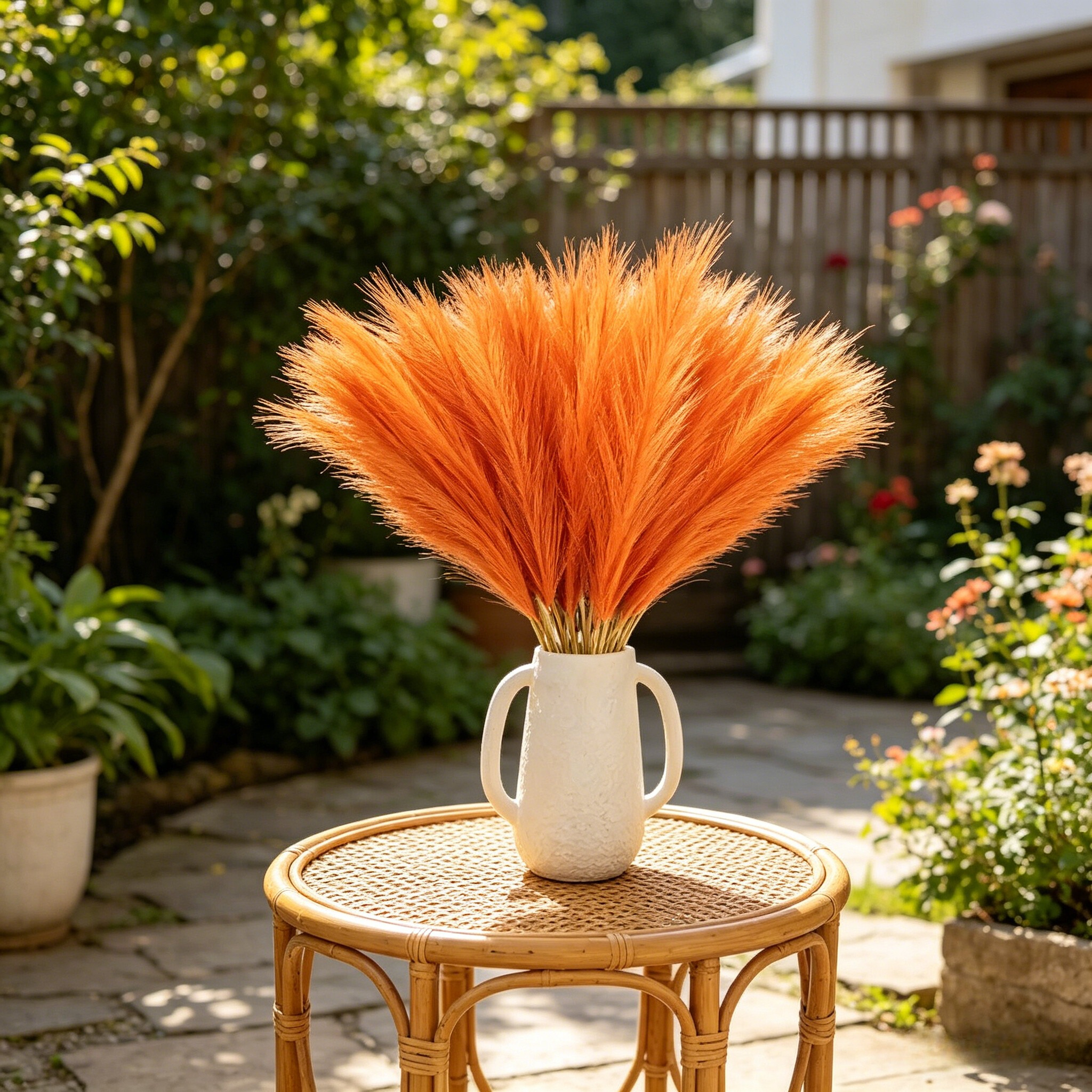 10pcs Vivid Orange Pampas Gras – Pampas Grass Decor Bewertung und Preis