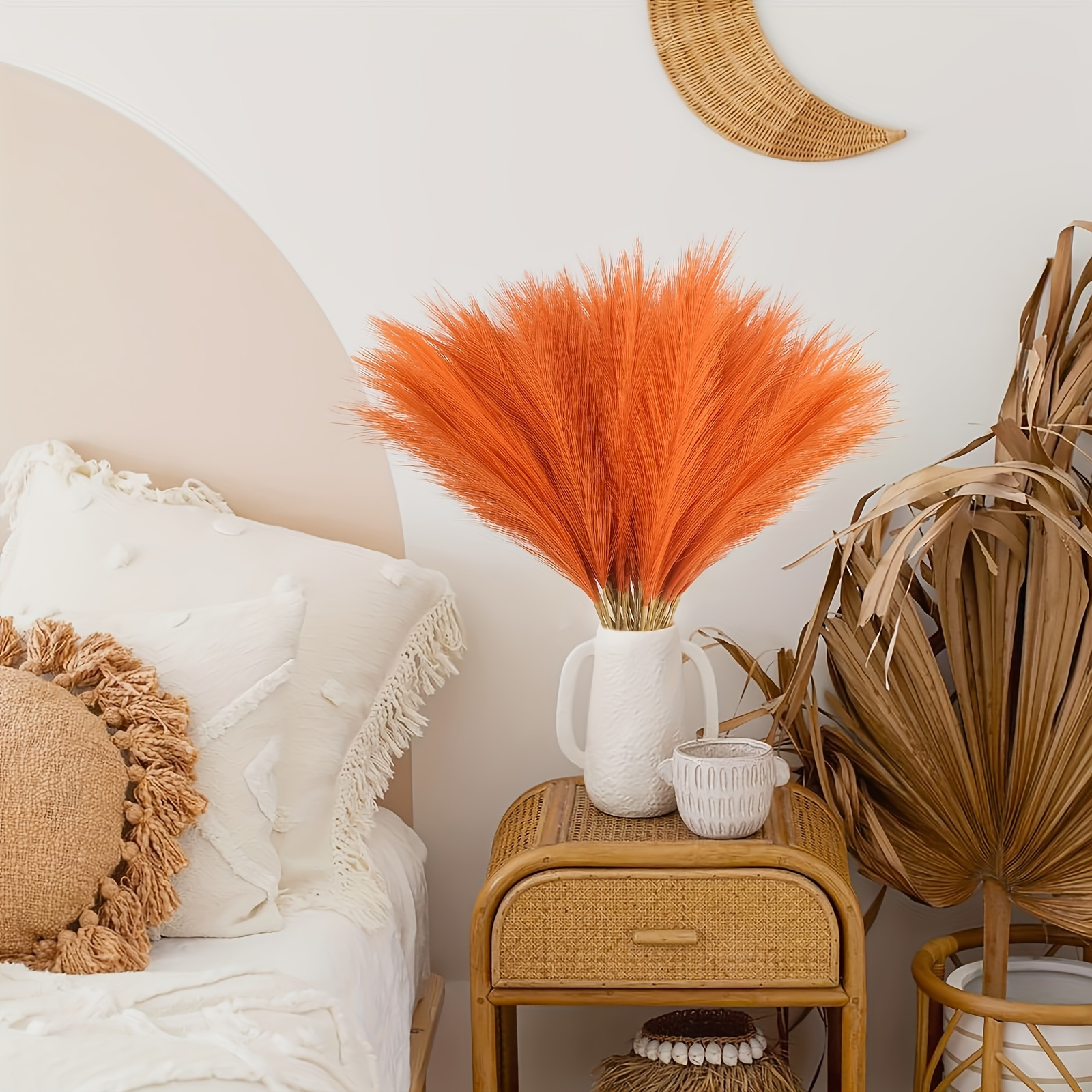 10pcs Vivid Orange Pampas Gras – Pampas Grass Decor Bewertung und Preis