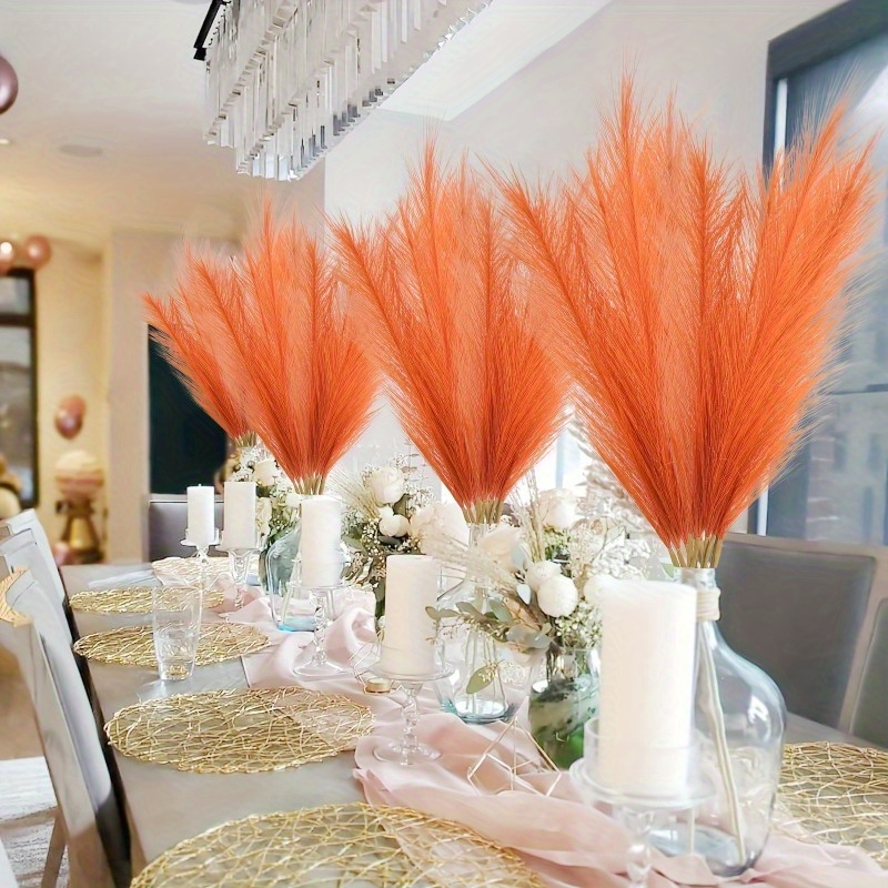 10pcs Vivid Orange Pampas Gras – Pampas Grass Decor Bewertung und Preis