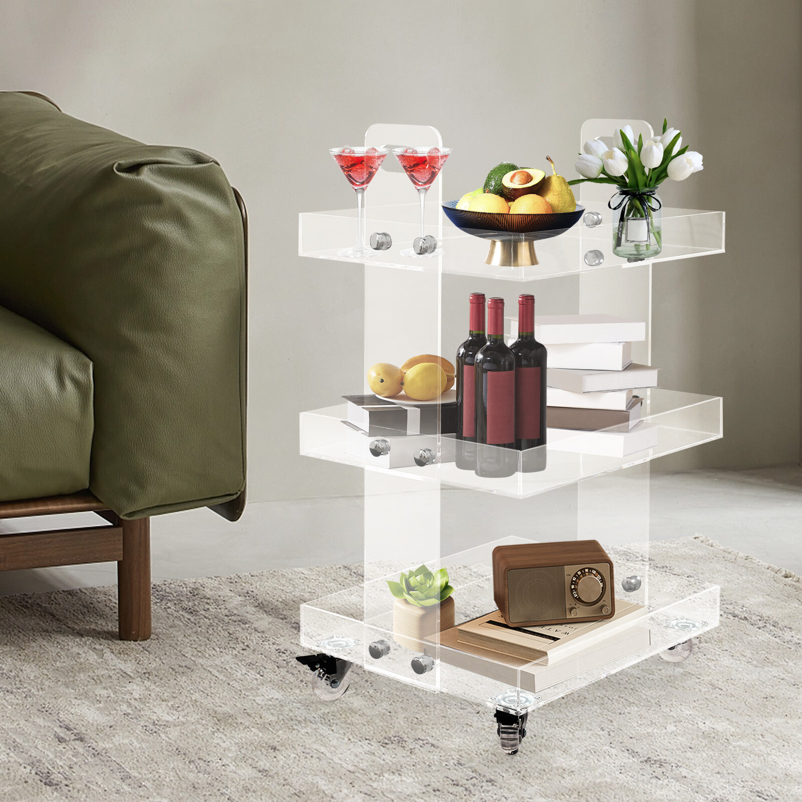 3-Tier Clear Acrylic Storage C – Home Decor On Wheels Bewertung und Preis