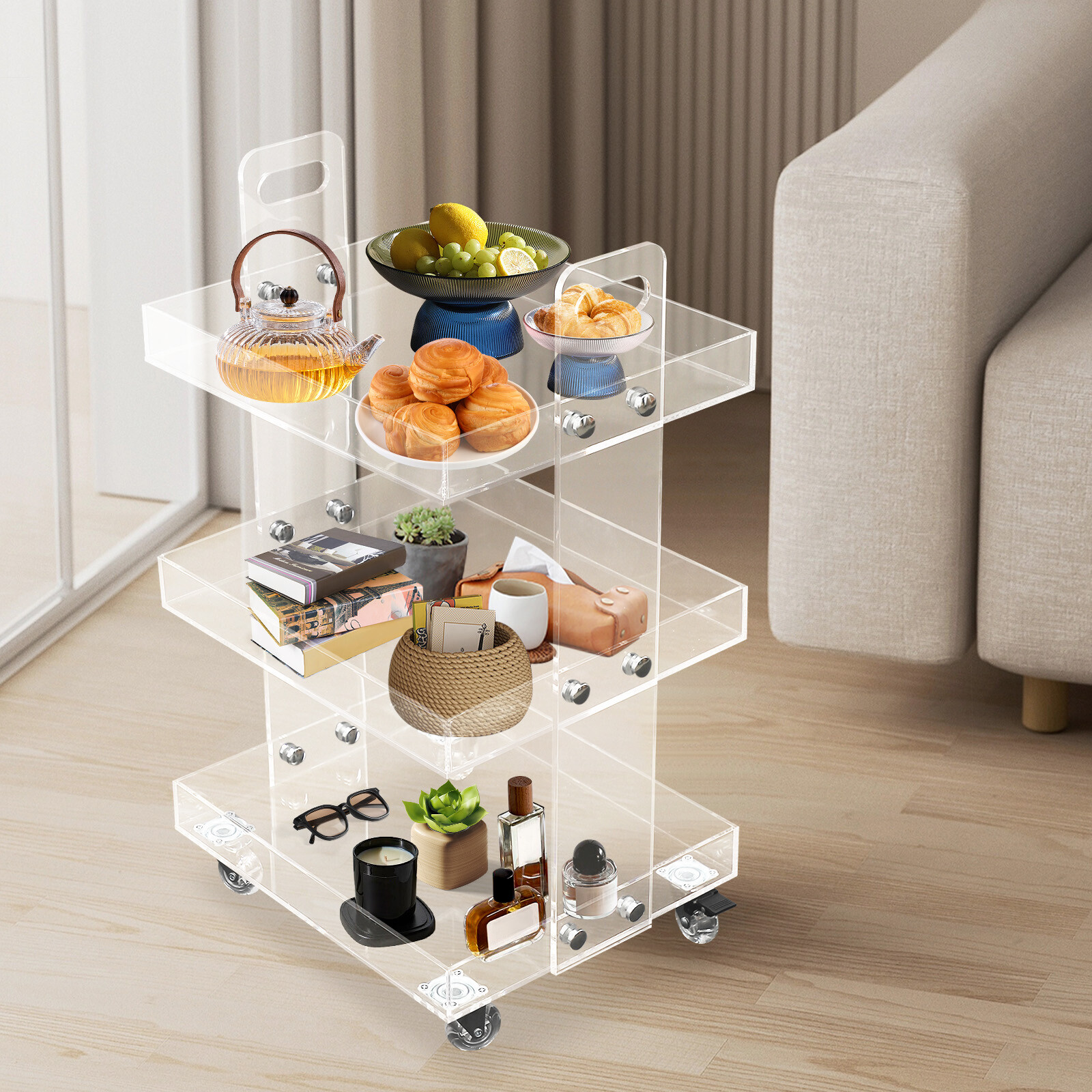 3-Tier Clear Acrylic Storage C – Home Decor On Wheels Bewertung und Preis