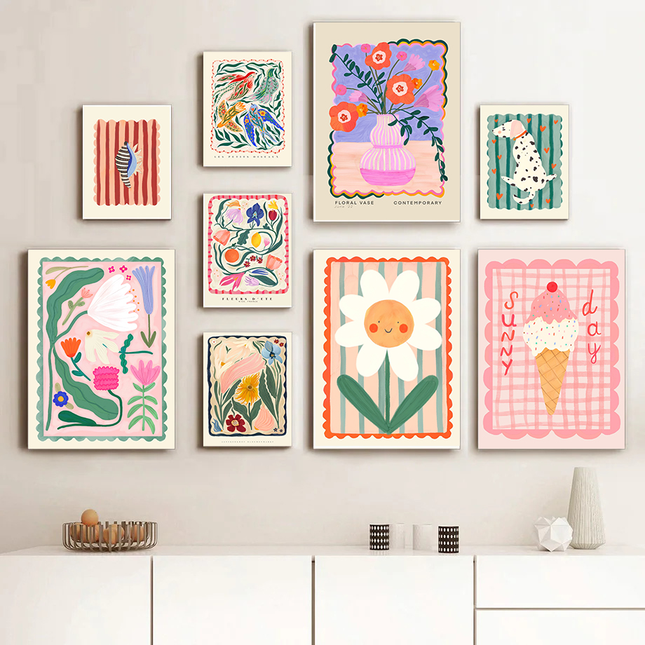 Colorful Flowers Minimalism Ab – Geometric Wall Art Bewertung und Preis