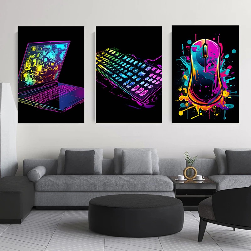 Watercolor Neon Video Game Pos – Home Decor Xbox Games Bewertung und Preis