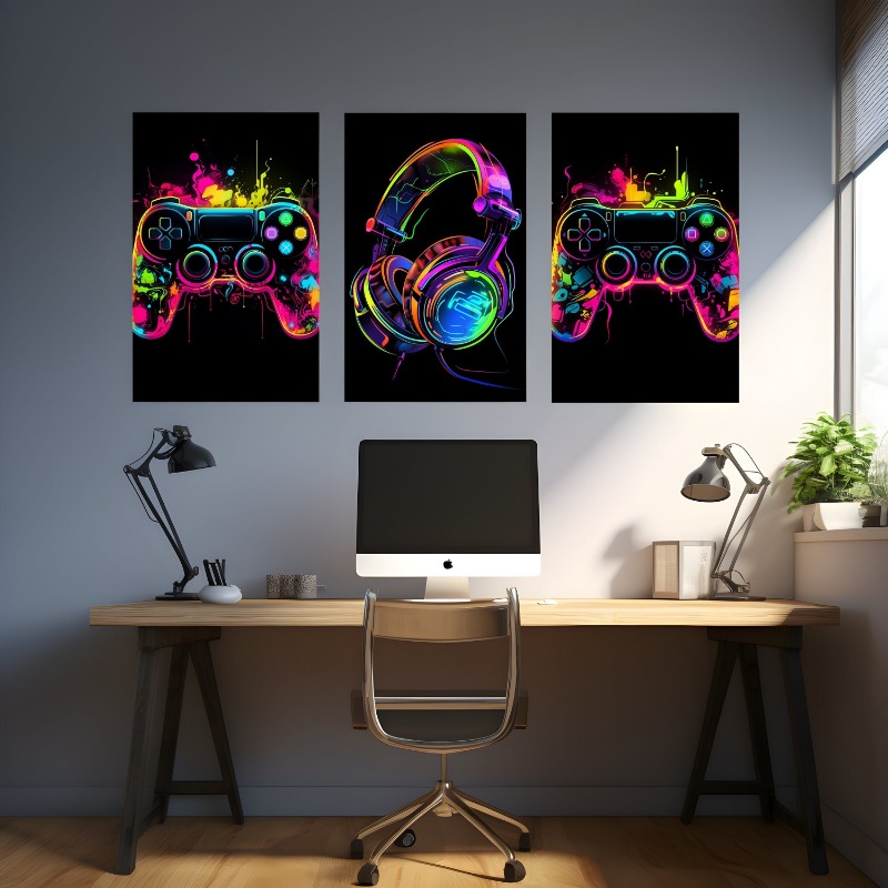 Watercolor Neon Video Game Pos – Home Decor Xbox Games Bewertung und Preis