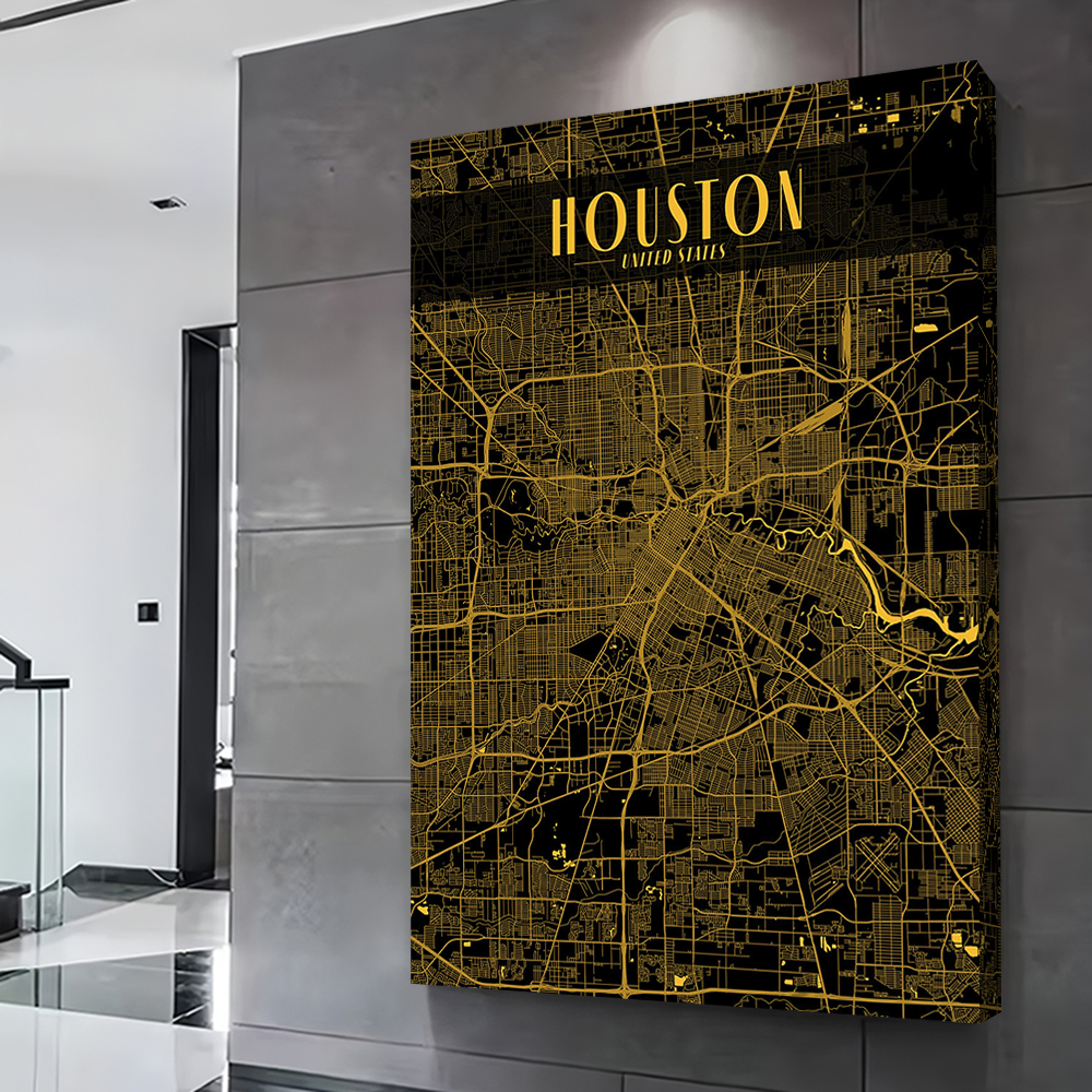 Houston Golden Map Art Printin – Home Decor Houston Bewertung und Preis
